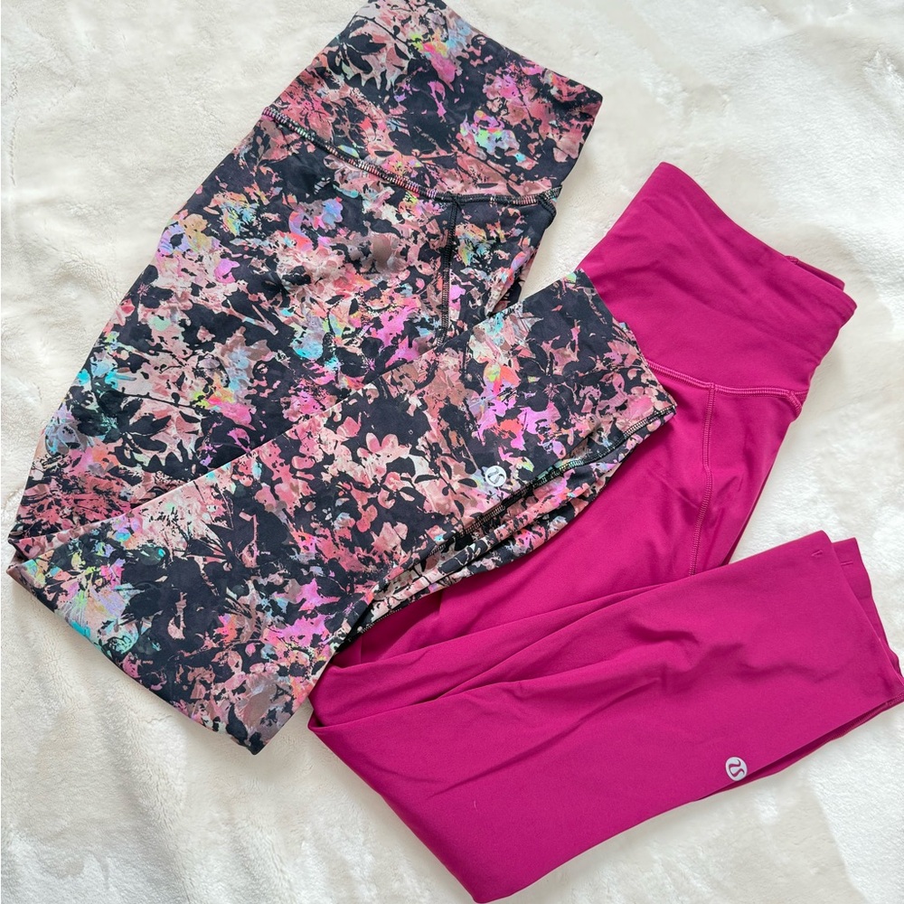 lululemon athletica Base Pace 25” Floral and Pink Leggings